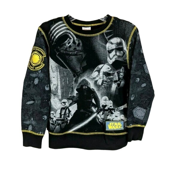 Disney Store Star Wars Sweatshirt  Youth Kids Size 9/10  Patches  Black Print - Picture 1 of 9